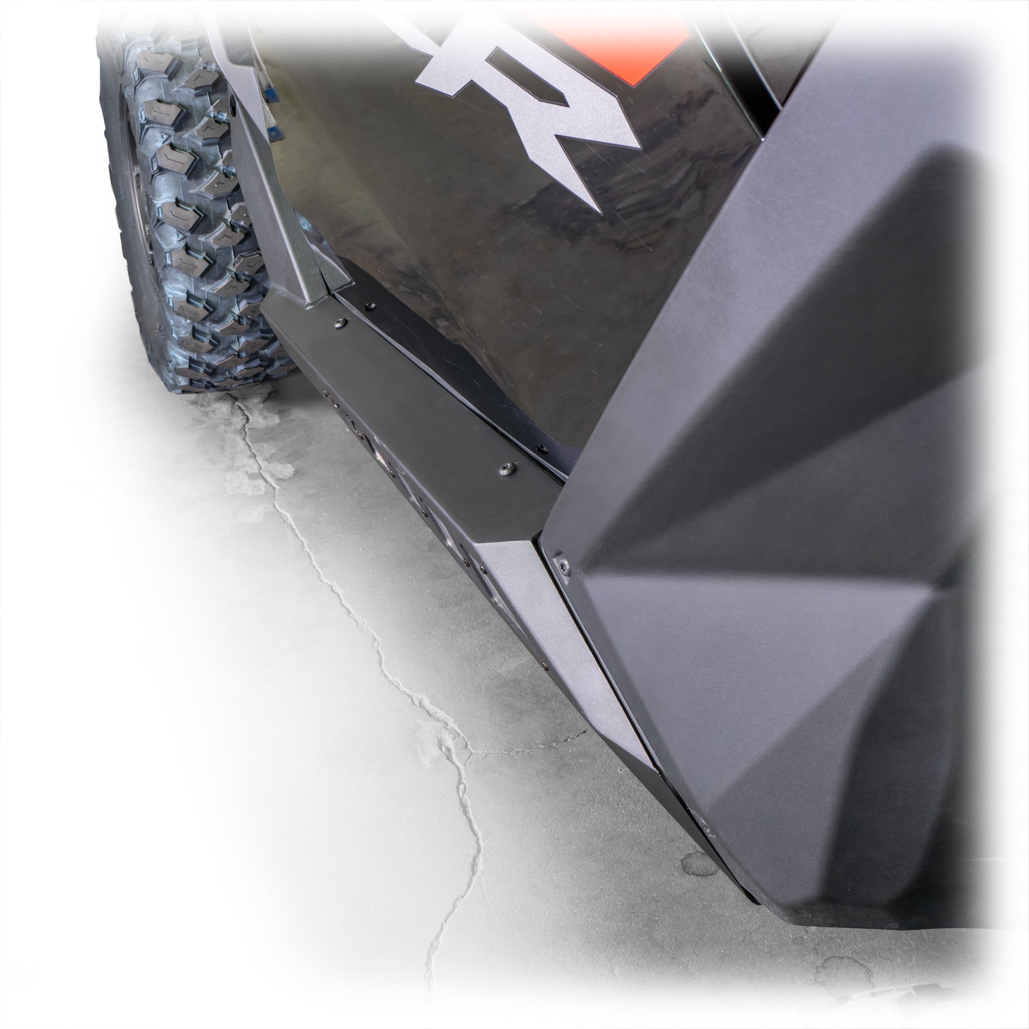 DRT Polaris RZR Pro Series 2-Seat Rock Sliders Top right side view