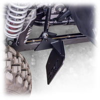 Bolt-on rock guard mount on trailing arm of Polaris RZR Pro XP