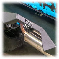 Close up of adjustable bracket for relocating a Polaris rear camera