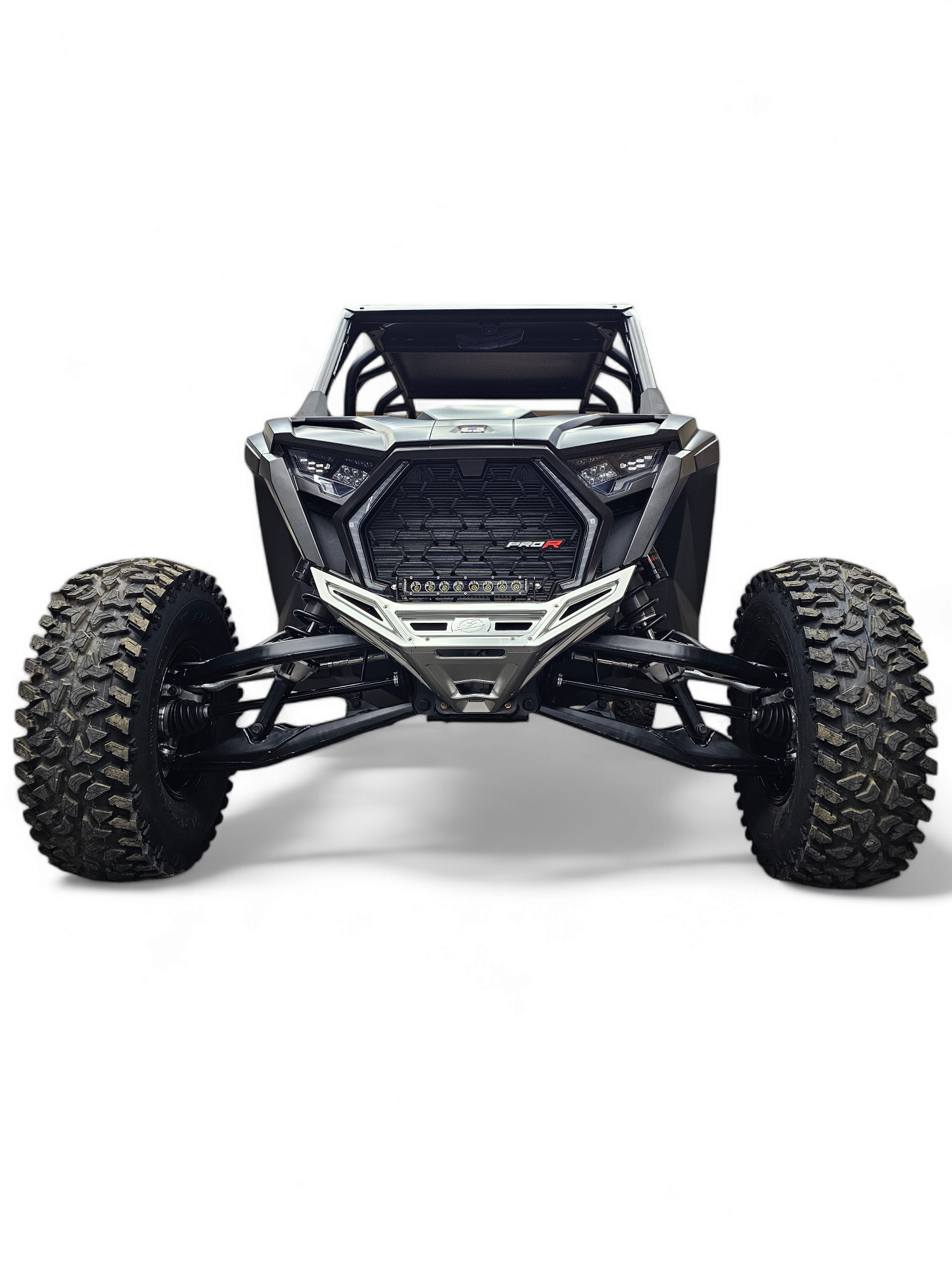 2022-2026 Polaris RZR Pro R, Pro S, Turbo R Machined Billet Front Winch Bumper (Clear Anodize)
