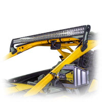 Powder-coated steel and aluminum light bar mount, reversible design for multiple install widths