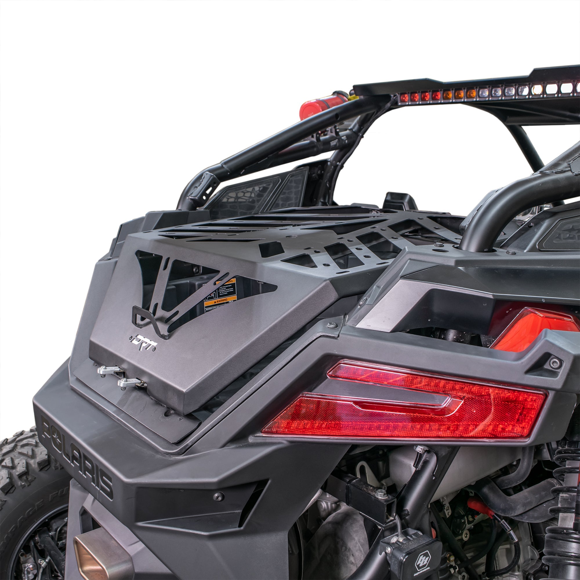 RZR Pro R tire carrier rack installed on 2022 model rear end