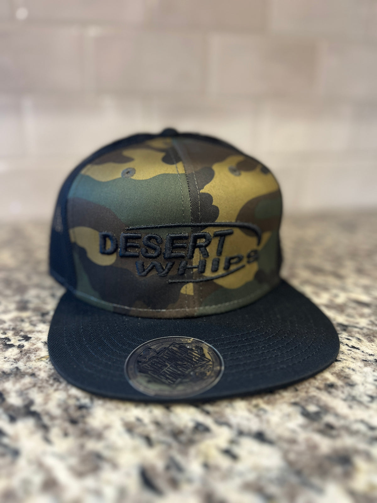 camo face/ black embroidery