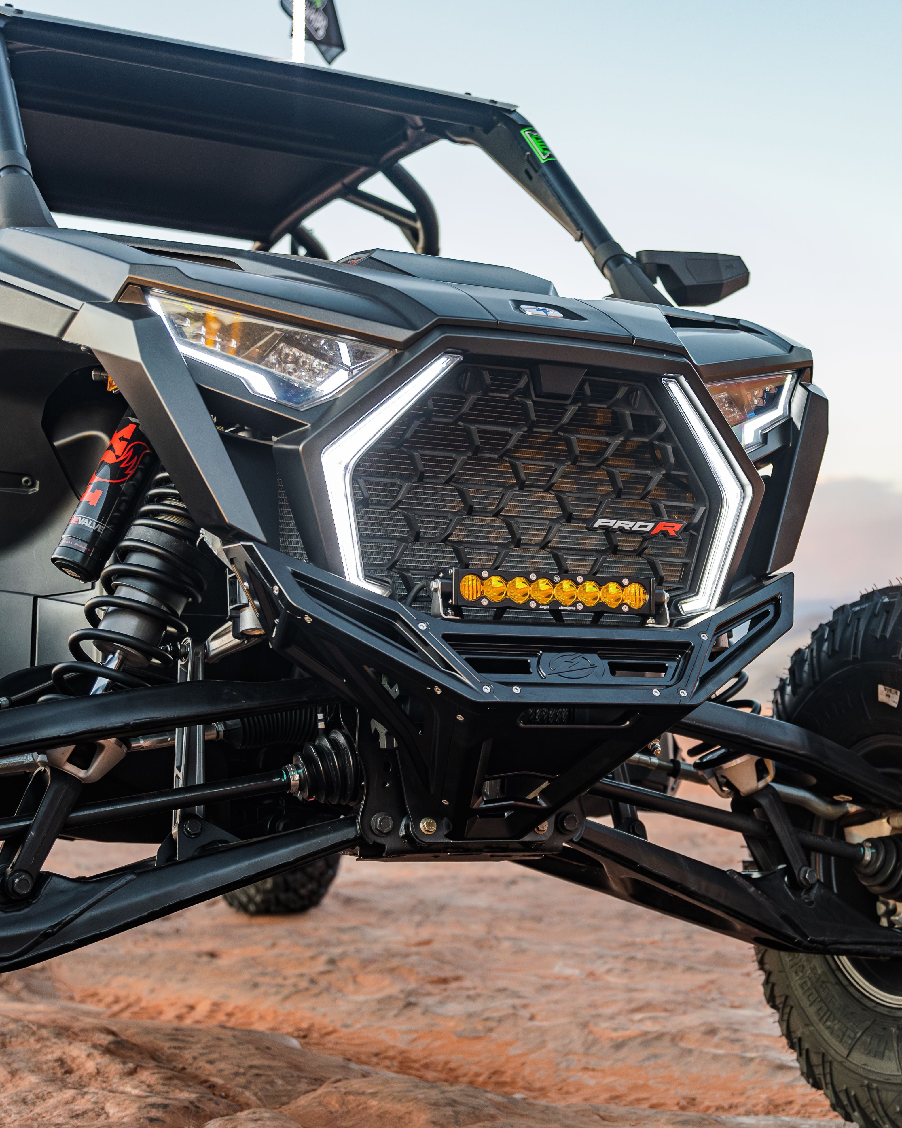 2022-2026 Polaris RZR Pro R, Pro S, Turbo R Machined Billet Front Winch Bumper (Black Anodize)