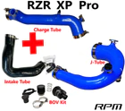Buy blue RPM-SxS Polaris RZR Turbo R &amp; PRO XP Turbo Silicone Intake J-Tube, Charge Tube W/ BOV, &amp; Intake Tube KIT!