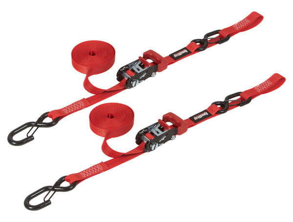 SPEEDSTRAP 1″ X 15′ RATCHET TIE DOWN W/ SNAP ‘S’ HOOKS AND SOFT TIE (2 PACK)