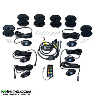 4FT PAIR OF WHIPS +  ROCKLIGHTS T2 BLUETOOTH LED COMBO KIT
