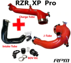 Buy red RPM-SxS Polaris RZR Turbo R &amp; PRO XP Turbo Silicone Intake J-Tube, Charge Tube W/ BOV, &amp; Intake Tube KIT!