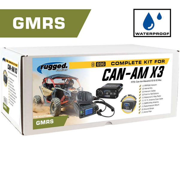 *Waterproof GMRS Radio* Can-AM X3 Complete UTV Communication Kit with Top Mount